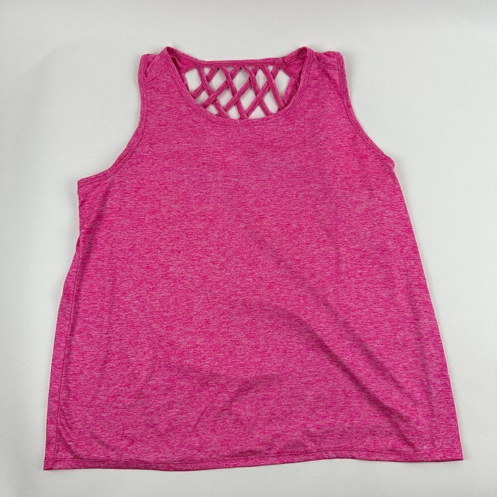 Athletic Shirt Womens Pink Sleeveless Cross Hatch Back